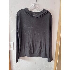 good hYOUman Women's Charcoal Gray All Smiles Hoodie Lightweight Pullover Size M